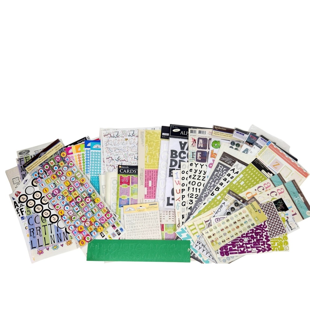 Alphabet Numbers Planner Sticker Lot Assorted Sheet Fonts Scrapbook Junk Journal